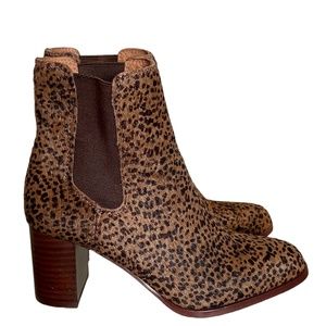 Madewell Laura Leopard Print Calf Hair Heeled Ankle Boot Size 6